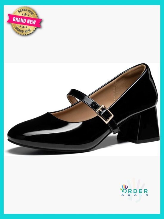 Shoes - Chunky Mary Jane Heels Women Dressy Casual Pumps Block Heel Closed Toe Classic